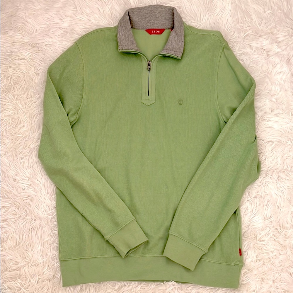 IZOD Green Men's Quarter Zip Sweater